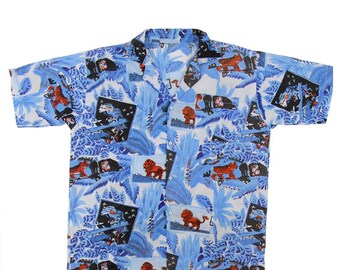 Blue Tiger Print Vintage Hawaiian Shirt 