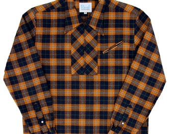 レビュー高評価の商品!の商品をすべて Orange Check Zipped Leisure Shirt - 1950s Authentic Vintage トップス