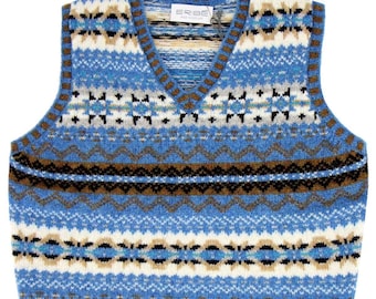 Fairisle Wool Tank Top Men's 1940s Vintage Style Knit Premium