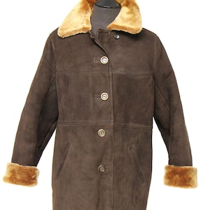 Women&#39;s 1960s Style Coat | True Vintage Soft Brown Quality Sheepskin Short Coat Jacket | UK 14 - 16