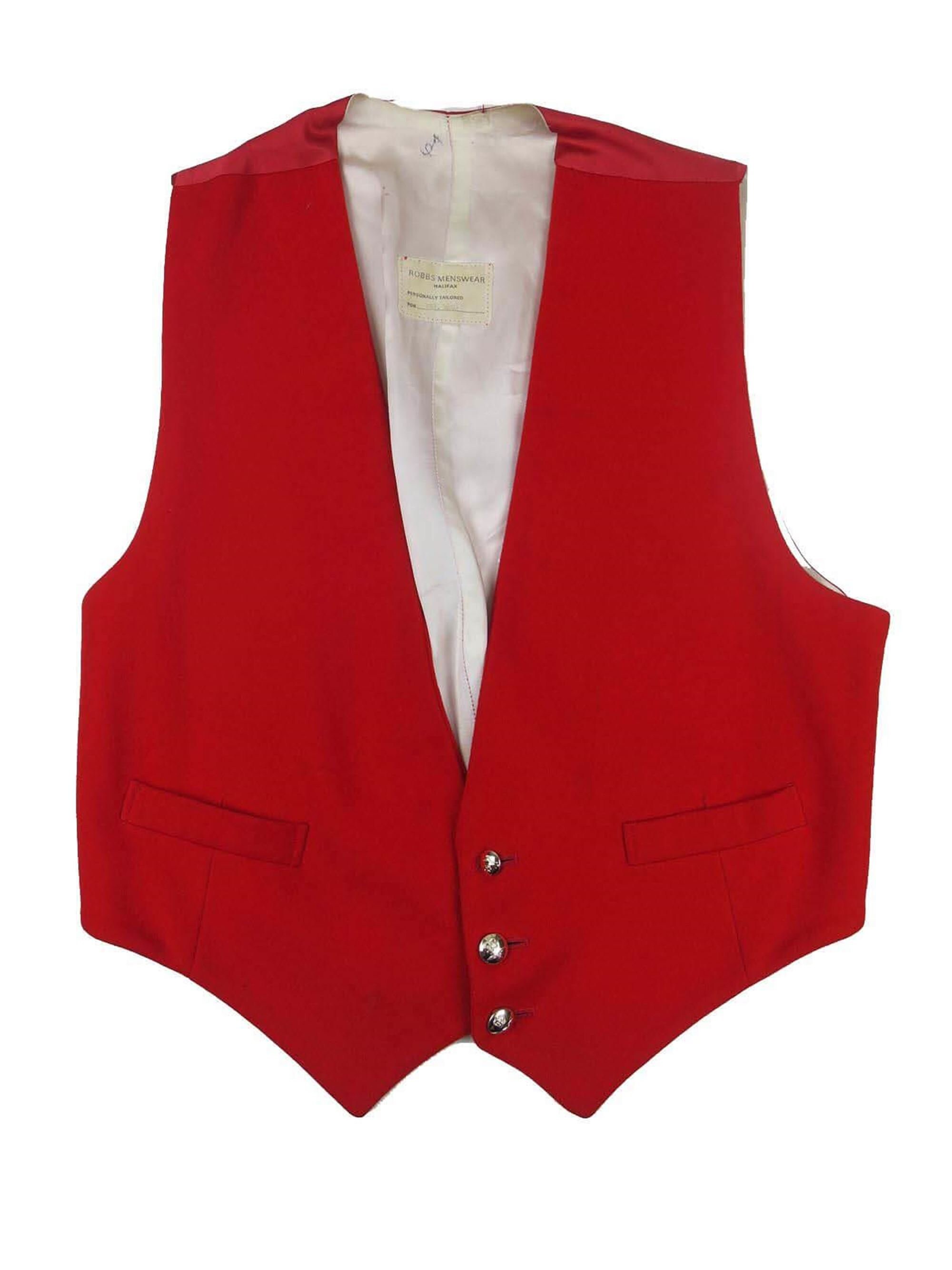 Image of Vintage Waistcoat - Bright Red Wool Raf Mess Chest 38"