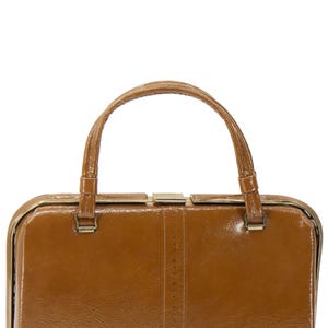 1960s Chunky Brown Vinyl Taschen-Punschdekor | Damen True Vintage Tasche