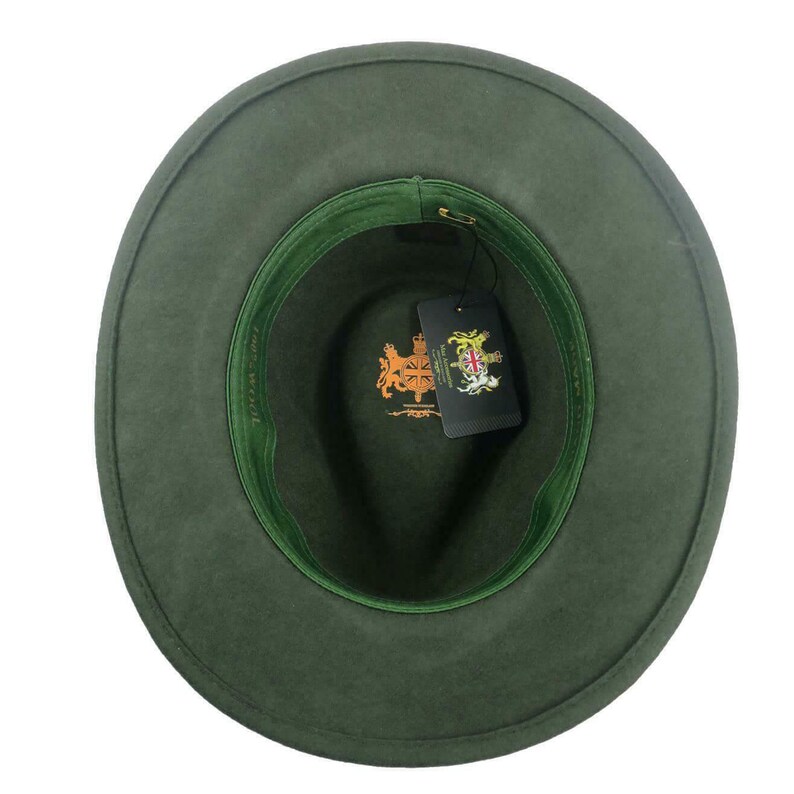 Authentic 1940s Look Dark Green Pure Wool Fedora Hat Classic Mens Fedora Hat