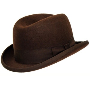 Homburg Hat | Brown Authentic 1940s Vintage Retro Look Forties Style Churchill Hat