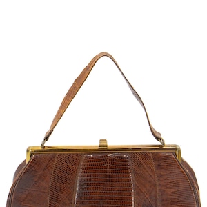 Brown Panelled Vintage Lizard Skin Frame Bag | Women&#39;s True Vintage Bag