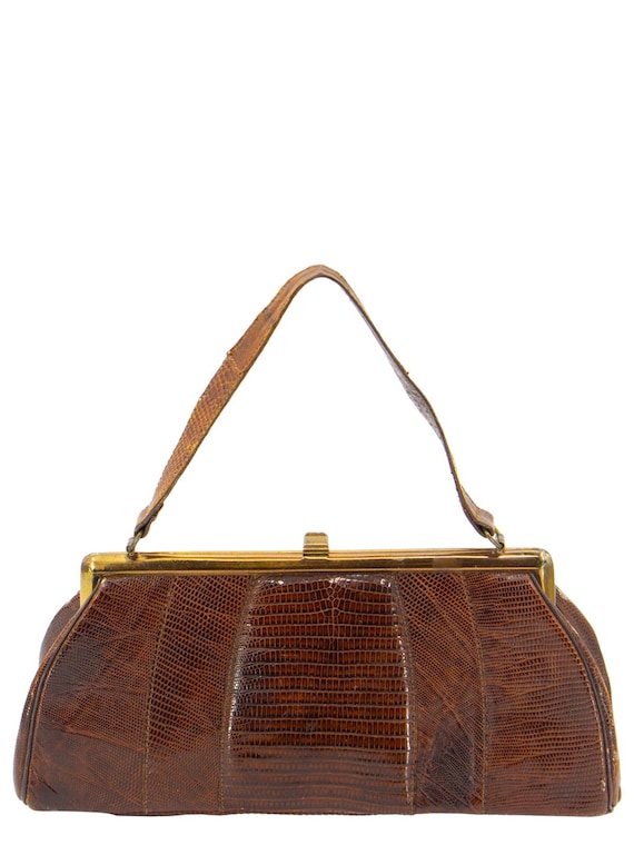 Vintage Brown Lizard Skin Frame Bag | 1940s Handbag - Etsy