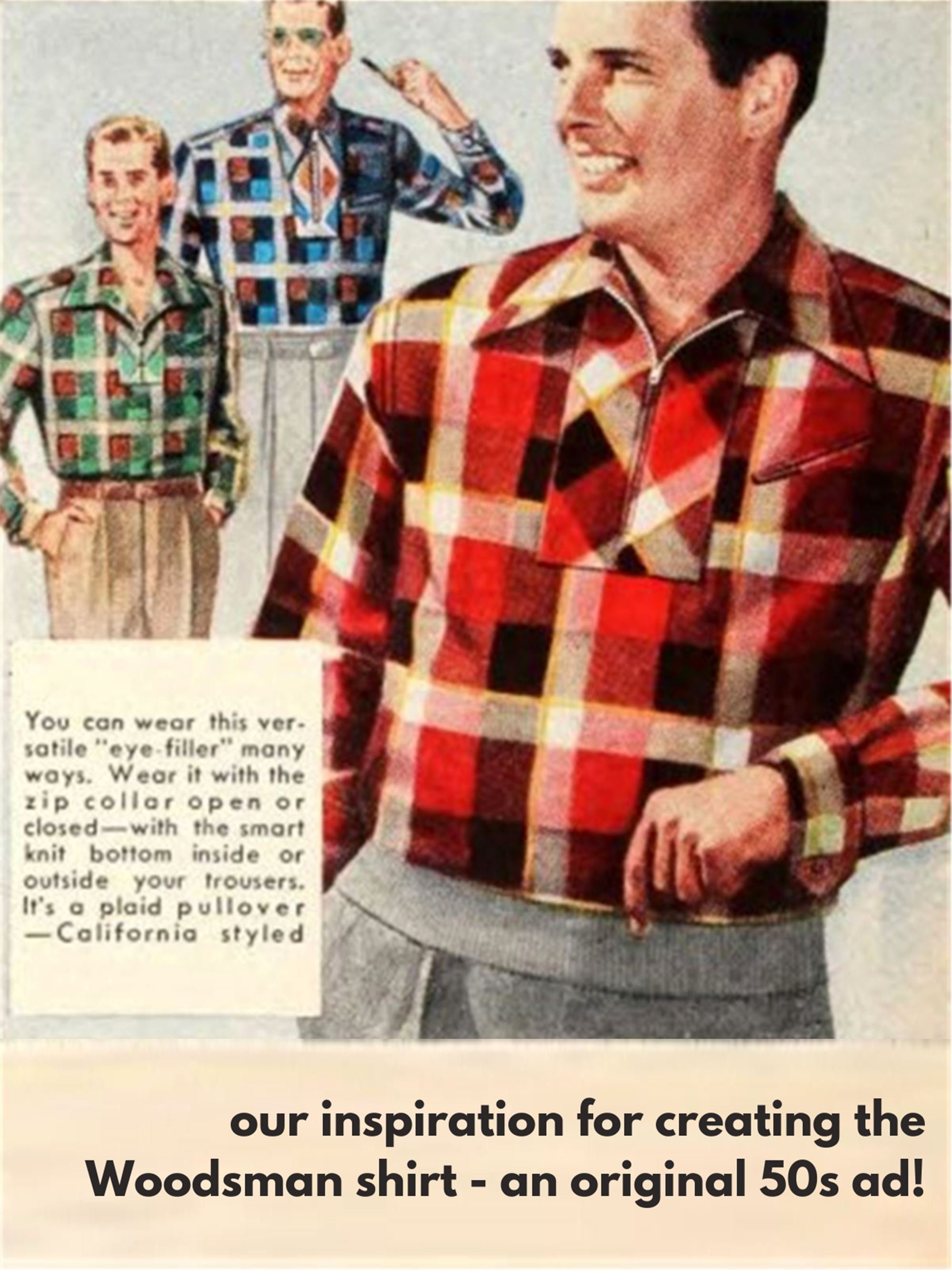 Red Check Zipped Leisure Shirt - 1950s Authentic Vintage Red Check Zipped Leisure Shirt - 1950s Authentic Vintage