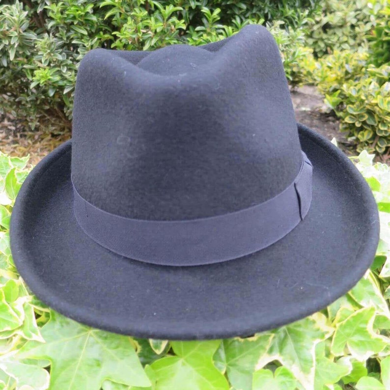Mens Trilby Hat 1950s Retro Black 100% Wool Vintage Style - Etsy