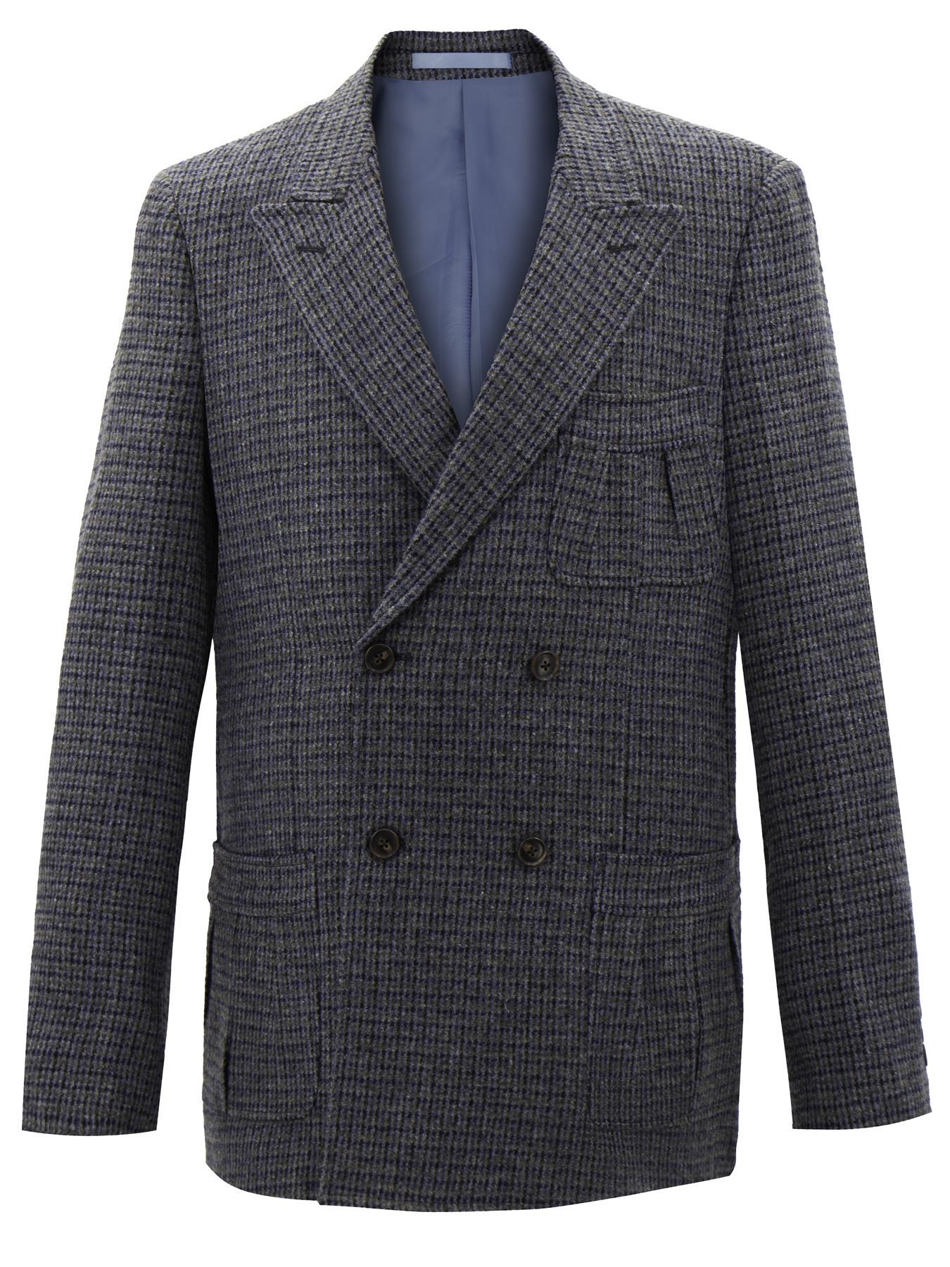 Mens Check Tweed Jacket - 1930s 1940s Style - Pleated Pocket