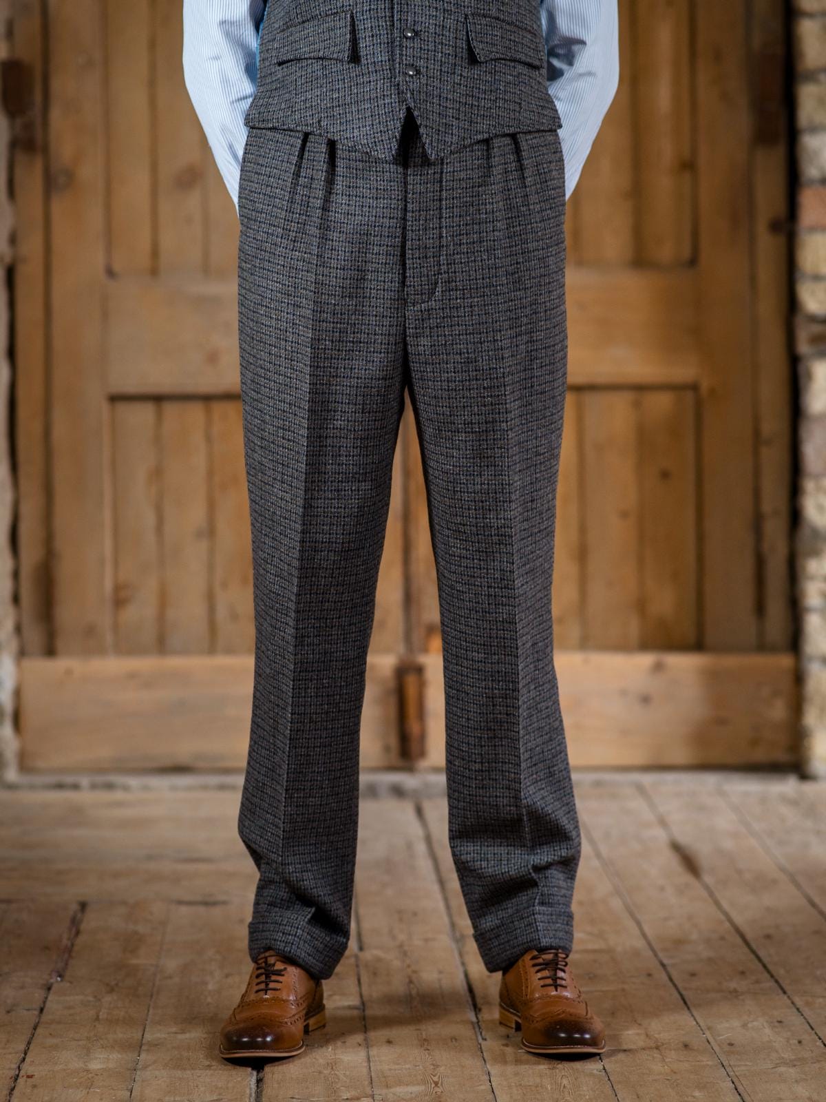 Mens 1940s Style Tweed Trousers - Shingle Blue - Fishtail Back - Etsy