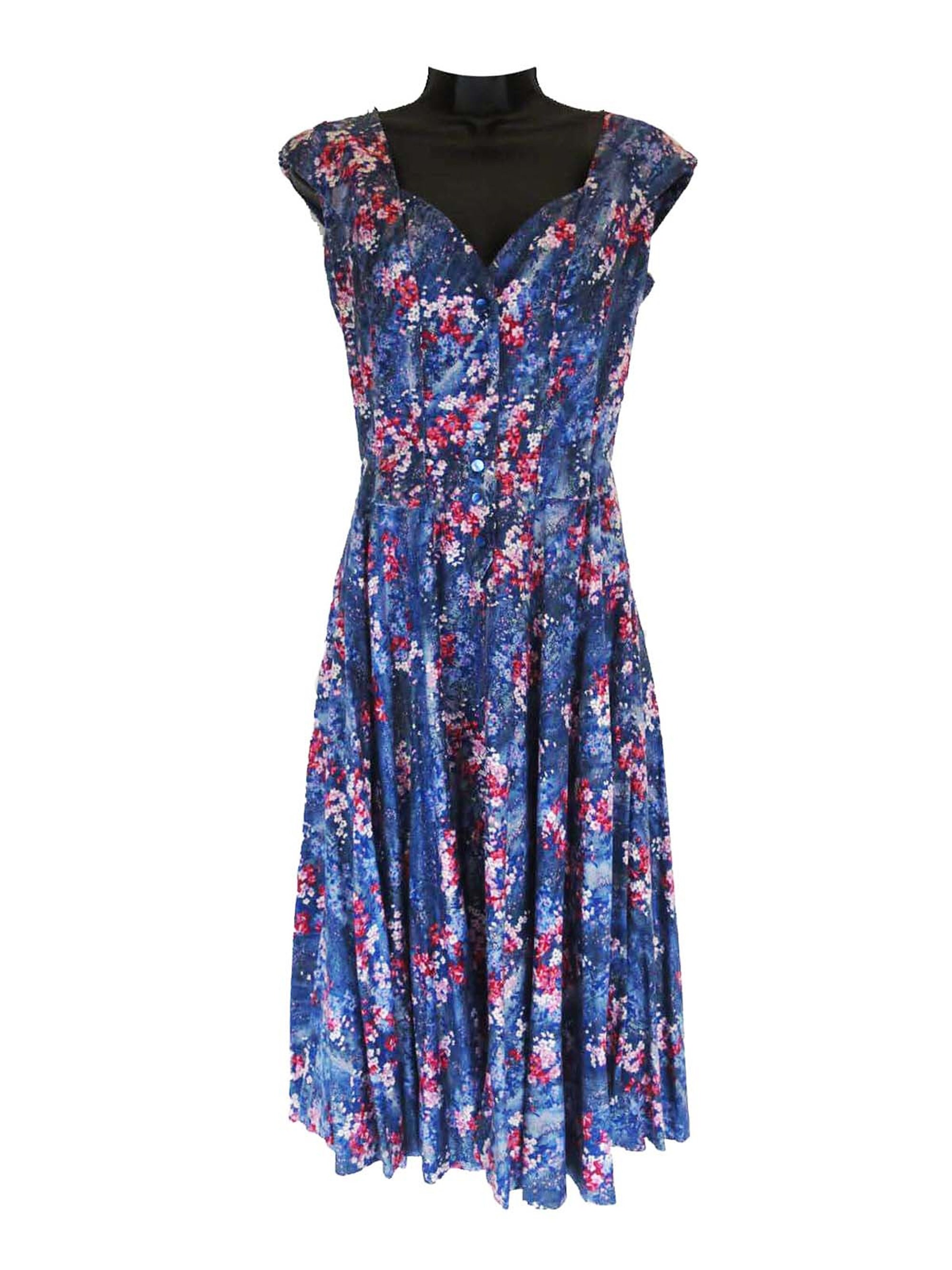 Image of Bouquet Print S Vintage Day Dress Uk -