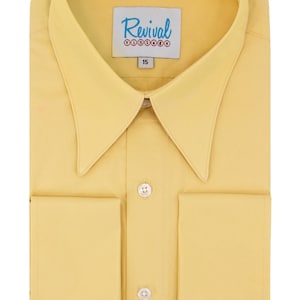Spearpoint 1940s Vintage Style Collar Shirt - Barrel Cuff - Corn Yellow  - Men&#39;s Peaky Blinders Shirt