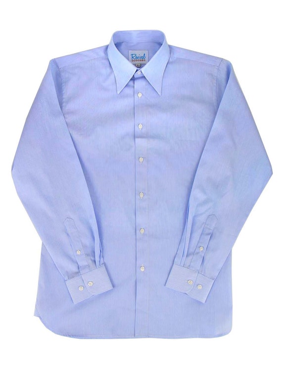 Blue Fine Stripe Spearpoint Collar Shirt - 1930s … - image 2