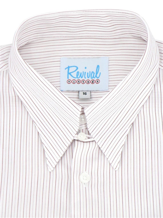 Red Hairline Stripe Spearpoint Collar Shirt 1930s 1 Gem Red Hairline Stripe Spearpoint Collar Shirt 1930s 1 Gem