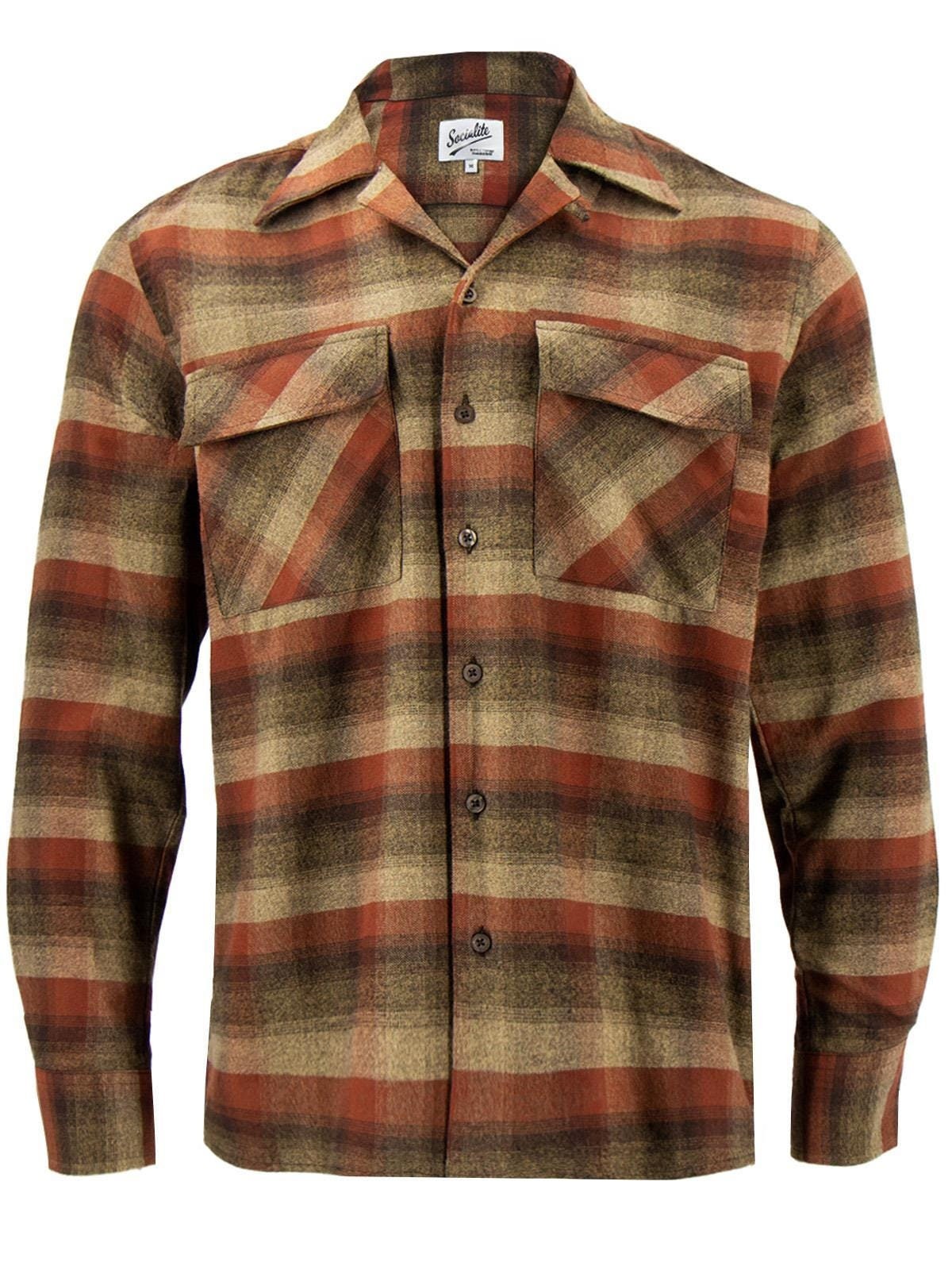 Chemise Boutonnée Homme Mossy Oak - Marron à Carreaux - Manches Courtes - Taille L - Coton