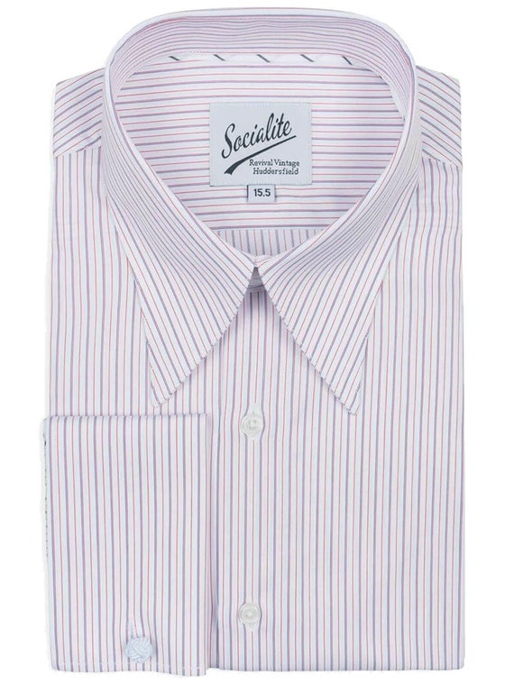 Red York Stripe Spearpoint Collar Shirt 
