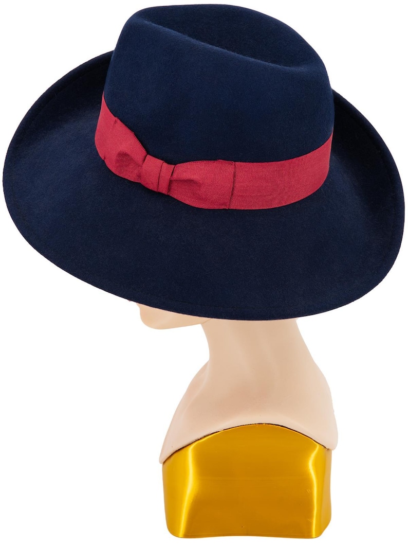 Navy Ladies 1940s Vintage Style Tilt Hat Reproduction Retro Felted Hat