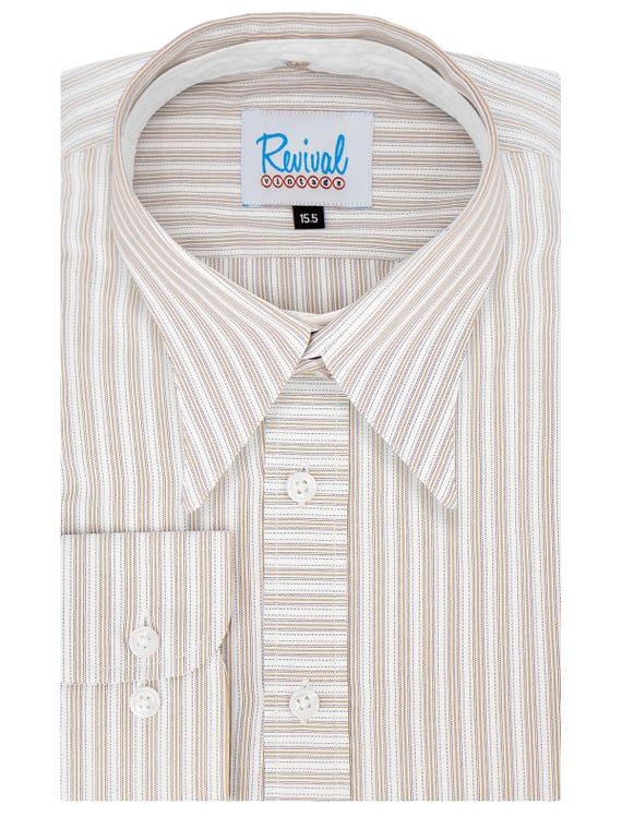 1940s Style Spearpoint Collar Brown Stripe Detachable Dickie