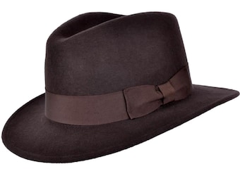 Classic Fedora Hat Dark Brown Pure Wool Men s Hat Authentic 1940s Retro Vintage Style Etsy