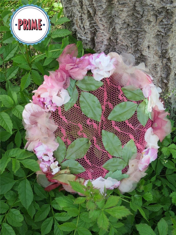 Pink Vintage Fifties 1950s Floral Vintage Circlet
