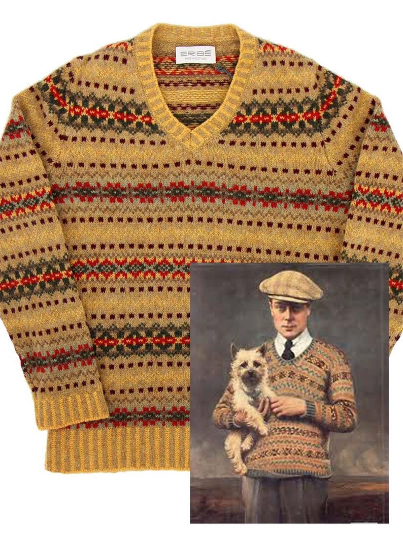 1920s Men’s Clothing, Outfits, Fashion     Fairisle Shetland Wool Edward 1940s Style Shetland Jersey - Sandune  AT vintagedancer.com