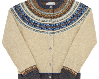 スコットランド製 ビンテージ フェアアイル ニット カーディガン モーヴ スコットランド製 ビンテージ フェアアイル ニット カーディガン