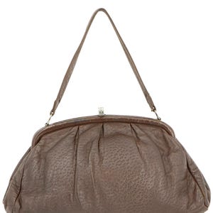 Womens Bag | Pigskin Chocolate Brown Vintage Squashy Leather Bag | Midcentury Style
