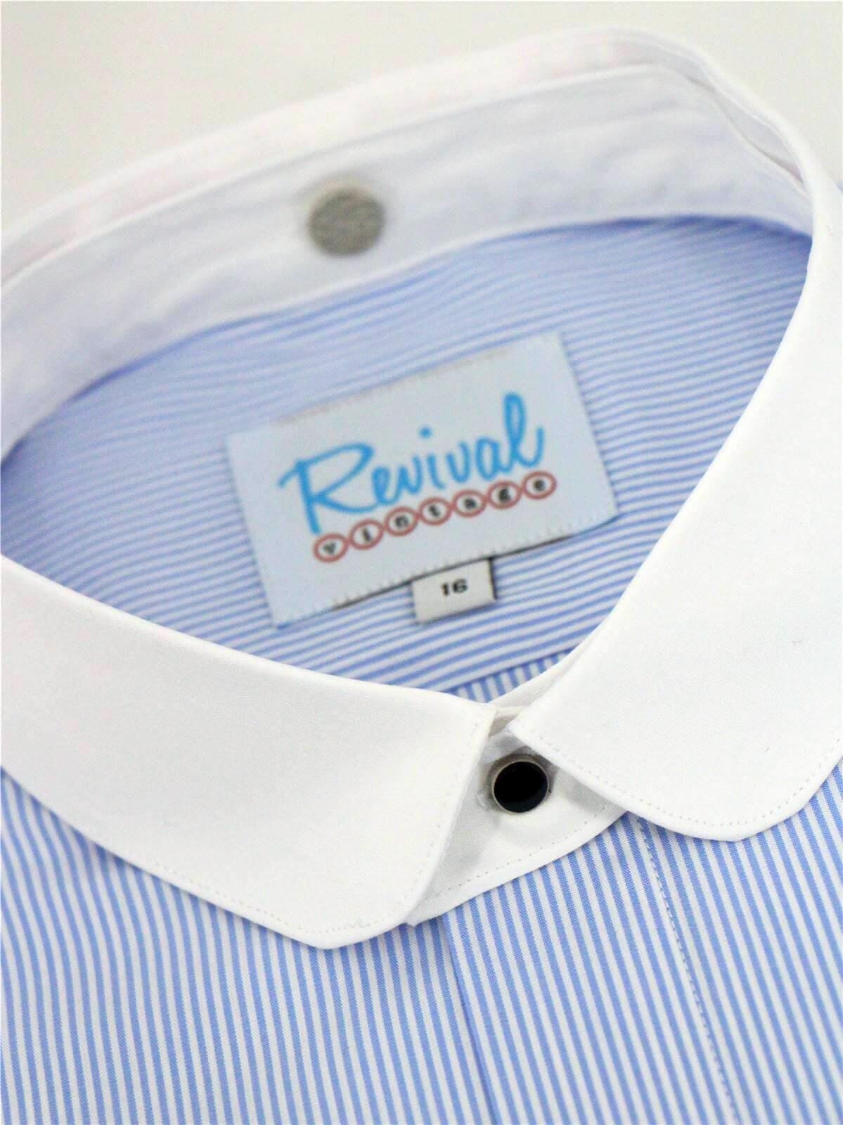 semi spread collar dress shirt Mens Classic Fit Silver Striped 120's 2ply Cotton Shirt, 17 / 36/37 Color:Azul Marino wholesale shopping a date or zoom Men's Short Sleeve Casual