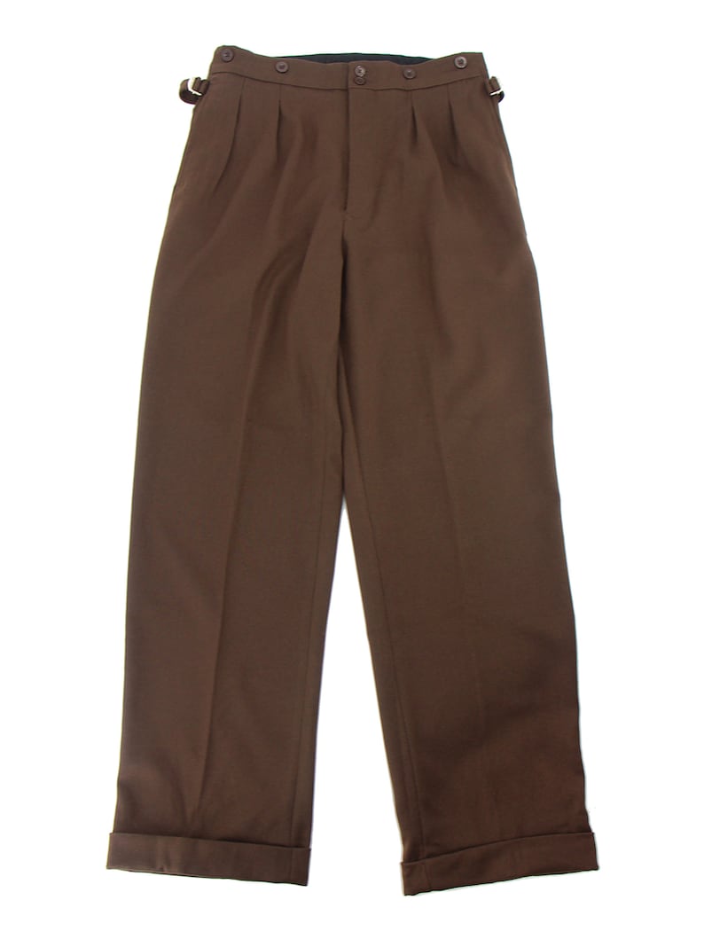 1940s Men’s Wide Leg Pants & Trousers Revival 1940s 1950s Vintage Style Authentic Retro Edwin Trousers - Hickory Brown $122.33 AT vintagedancer.com