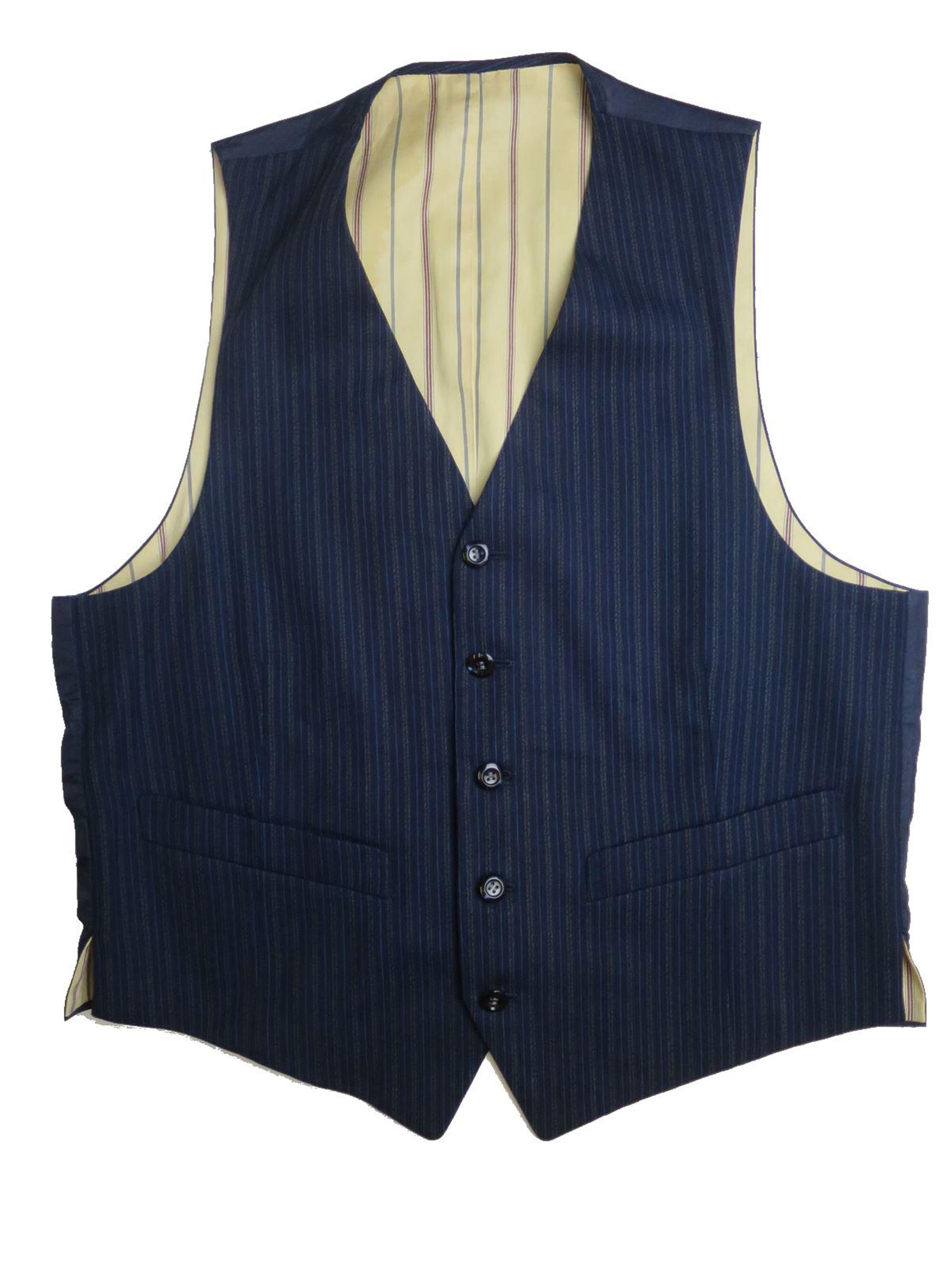 Image of Vintage Waistcoat - True Navy Stripe Two Pocket Chest 38"