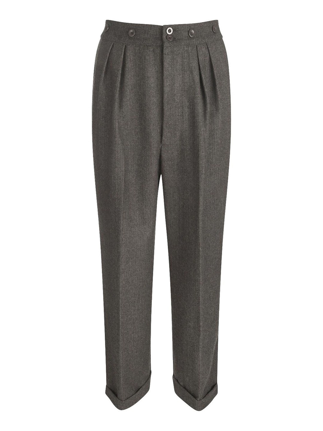 Herringbone Wool Trousers - 1940s Style Authentic Vintage Look