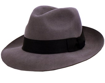 Mayfair Fedora Hat | Grey Pure Wool Men's Hat Authentic 1940s Look Forties Style