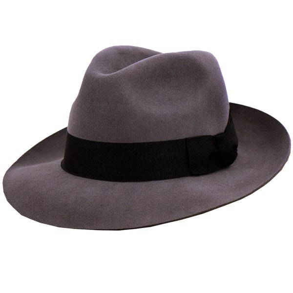 Mayfair Fedora Hat | Grey Pure Wool Men's Hat Authentic 1940s Look Forties Style