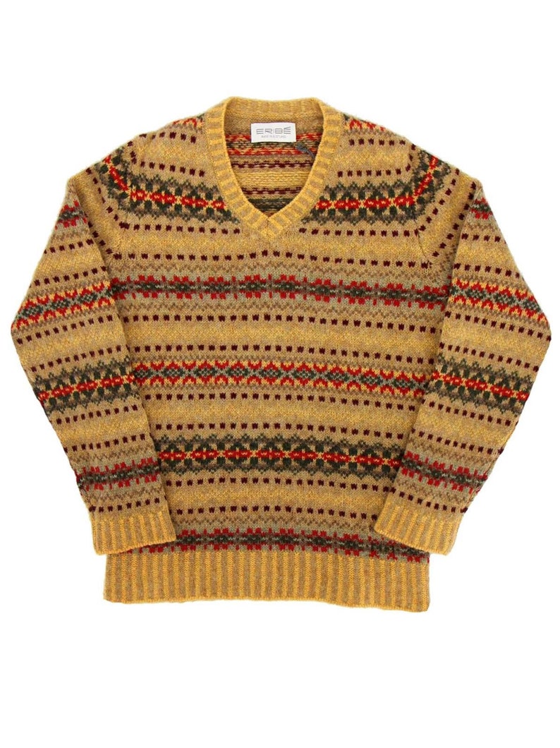 1940s Men’s Shirts, T-Shirts, Sweaters, Vests     Fairisle Shetland Wool Edward 1940s Style Shetland Jersey - Sandune  AT vintagedancer.com