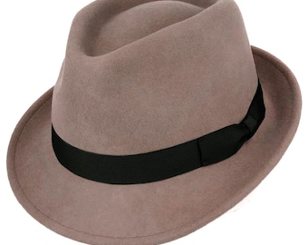 Trilby Hat | Grey Pure Wool Men's Hat Authentic 1950s Look Fifties Style