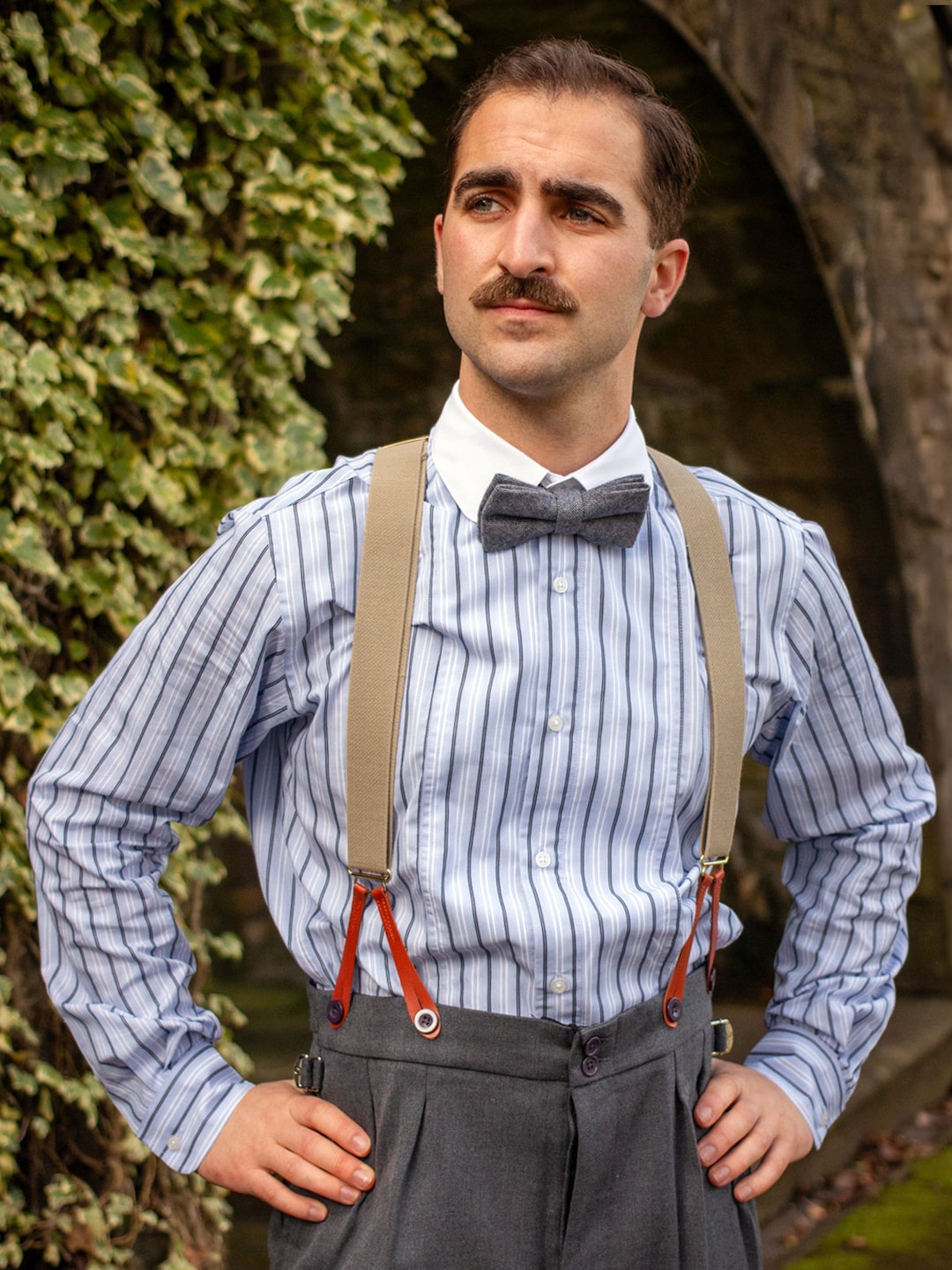 1930s Style Blue Stripe Club Collar Shirt – Retro Peaky Blinders
