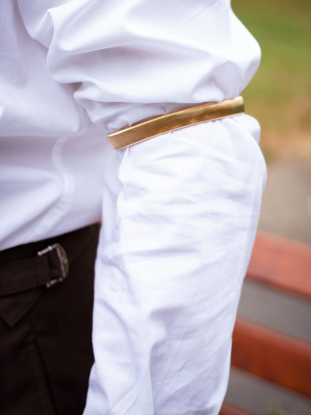armband for dress shirt St. George Armbands - Men's 1940s Style Silver Expanding Sleeve Holders Shirt  Armbands