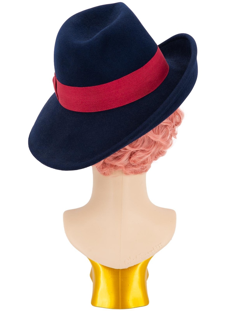 Navy Ladies 1940s Vintage Style Tilt Hat Reproduction Retro Felted Hat