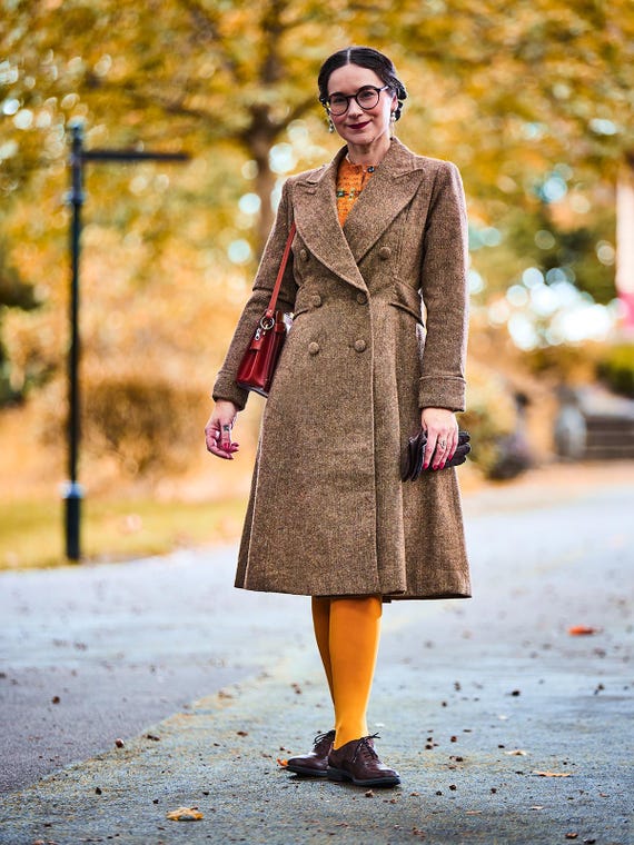 1940s Style Swing Coat - Women's Hickory Fleck Wool Blend - Etsy