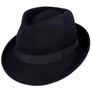 Trilby Hat | Black Pure Wool Men&#39;s Hat Authentic 1950s Look Fifties Style