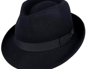 Trilby Hat | Black Pure Wool Men's Hat Authentic 1950s Look Fifties Style