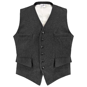Marl Wool Waistcoat - Socialite 1930s 1940s Quality Vintage Look - Deliverance Waistcoat in Charcoal Grey
