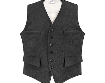 Chaleco de lana Marl - Socialite 1930s 1940s Quality Vintage Look - Chaleco Deliverance en gris carbón