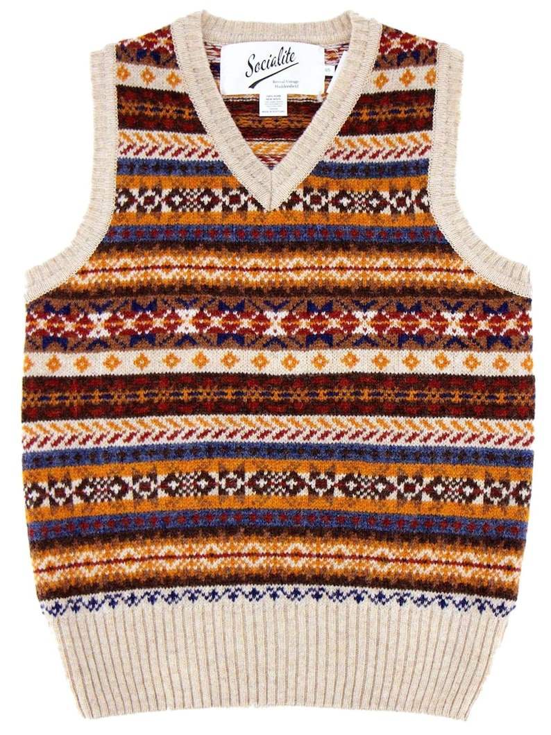 Men&rsquo;s Vintage Vests, Sweater Vests     Fair Isle Tank Top - 1940s Authentic Vintage Replica - Socialite Ginger