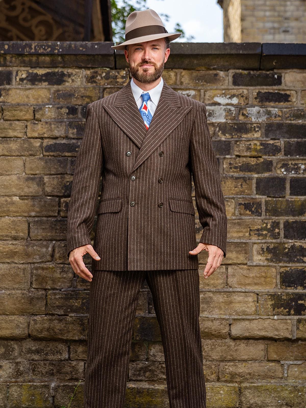 40s British vintage 3ピース スーツ ストライプ イギリス 1930s 1940s Style Pinstripe Wool Jacket - Brown - Etsy