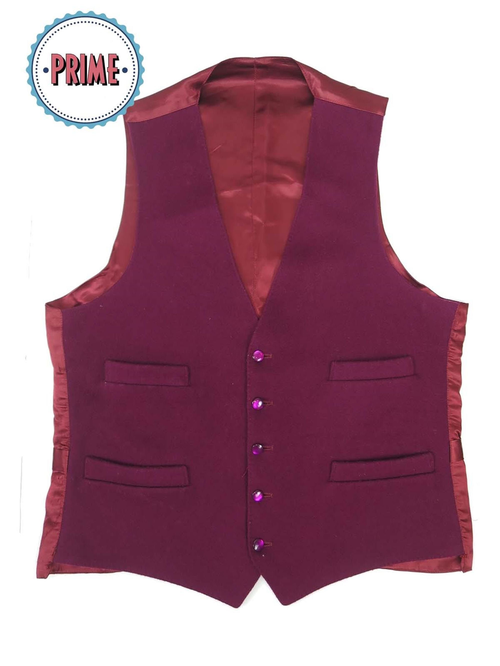 Image of Vintage Waistcoat - True Cardinal Red Pure Wool Chest 40"