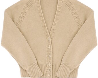 Cardigan de style vintage - Cardigan pour femme « Daydream » du milieu du siècle des années 1940 et 1950 - Tricots rétro de qualité supérieure - Beige malt