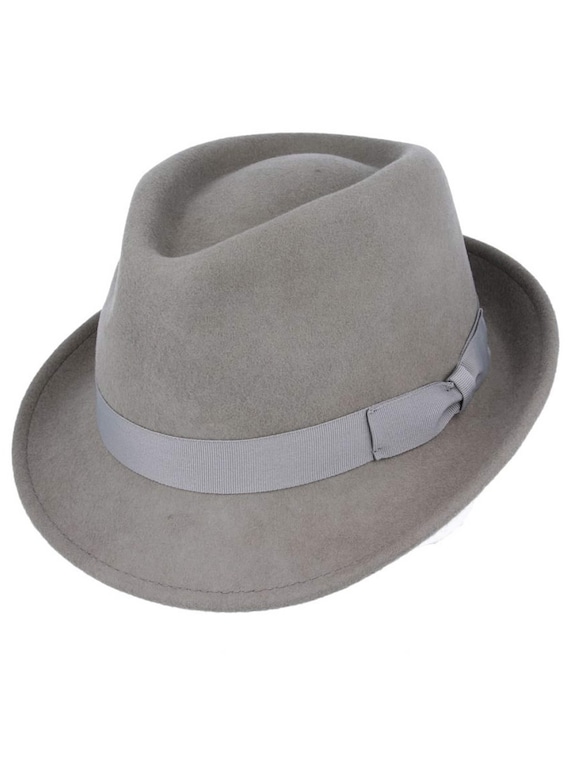 Brown Felt Trilby Fedora Hat S 57 cm 100% laine Vintage 40s/50s Style Mariage Gangster 