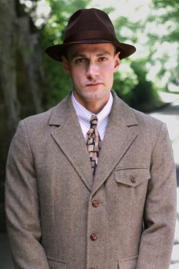 Snap Brim Fedora Hat | Dark Brown Pure Wool Men's… - image 2
