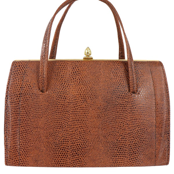 Rust Lizard Skin Vintage Handbag Vintage Retro Midcentury 40s 50s 60s Bag
